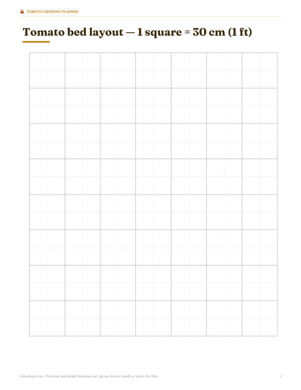 Preview of Printable Tomato Bed Layout Grid